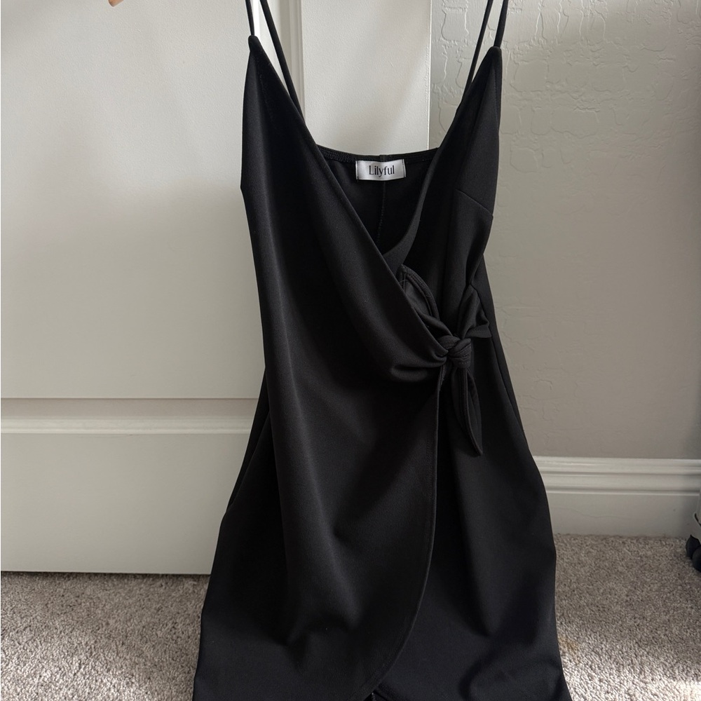 Lilyful Black Mini Wrap Dress with Side Tie